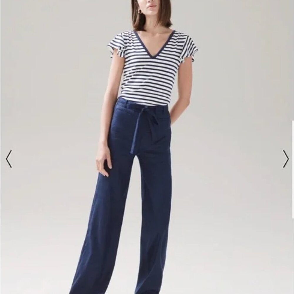White House Black Market Linen Wide-Leg Trousers • Effortlessly Polished